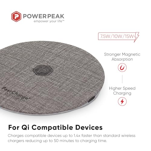 Wireless Fast Charger, 15W Aluminum Fast Charging Pad, USB-A to USB-C Cable Included, Compatible with iPhone Apple & Android | Gray (Pad)