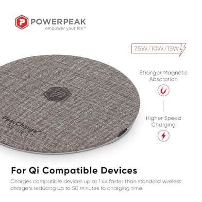 Wireless Fast Charger, 15W Aluminum Fast Charging Pad, USB-A to USB-C Cable Included, Compatible with iPhone Apple & Android | Gray (Pad)