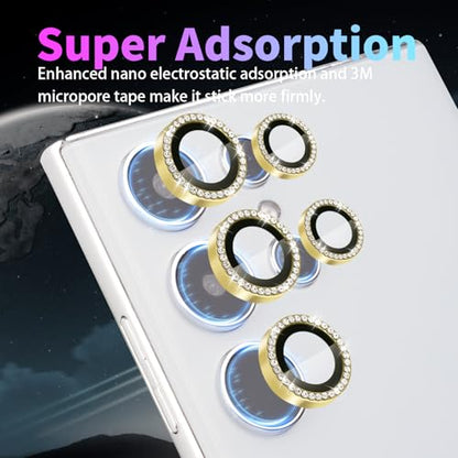 Camera Lens Protector for Samsung Galaxy S24 Ultra, Diamond Gold - color: Diamond Gold