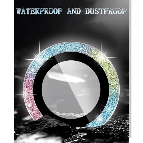 4 Pack for iPhone 16/16 Plus Camera Lens Protector, Sparkle Pink and Multicolor Waterproof Protection, Tempered Glass Camera Cover Shield