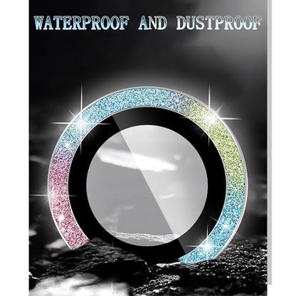 4 Pack for iPhone 16/16 Plus Camera Lens Protector, Sparkle Pink and Multicolor Waterproof Protection, Tempered Glass Camera Cover Shield