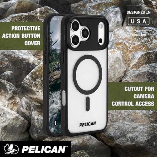 Pelican Ranger iPhone 17 Pro Max Case - MagSafe Case - Frosted Clear/Black | Rugged Magnetic Phone Case w/14ft Military-Grade Drop Protection - Anti-Scratch, Heavy Duty Phone Cover for iPhone 17 Pro Max - color: Frosted Clear/Black - Pro Max, style: iPhon