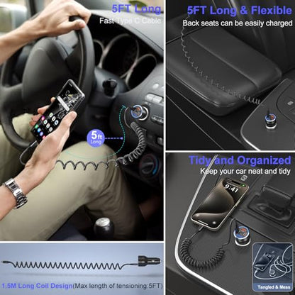 USB C Car Charger, 65W 4-Port Super Fast Charging Cigarette Lighter Adapter - size: 1 Pack