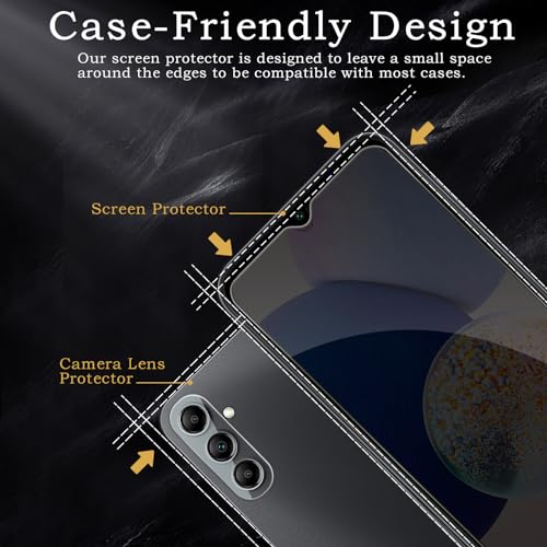 [2+2 Pack] Privacy Screen Protector for Samsung Galaxy A14 5G, Anti-Spy Shatterproof Tempered Glass with Camera Lens Tempered Glass 9H Hardness Bubble Free Anti-Glare Case Friendly