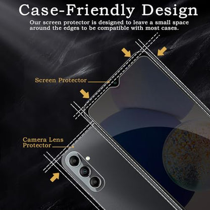 [2+2 Pack] Privacy Screen Protector for Samsung Galaxy A14 5G, Anti-Spy Shatterproof Tempered Glass with Camera Lens Tempered Glass 9H Hardness Bubble Free Anti-Glare Case Friendly