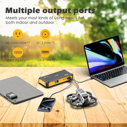 JIYHF AC Power Bank 99.9Wh with Foldable Solar Panel 30W - style: P100 Orange+30W