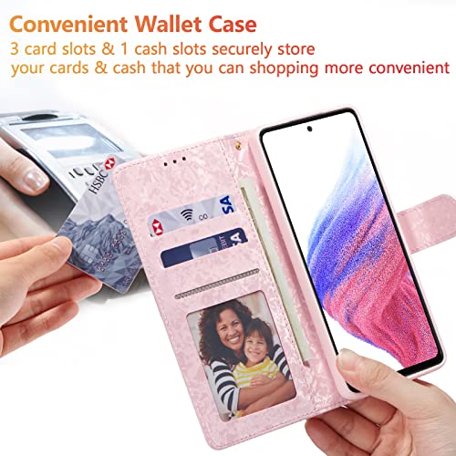 UEEBAI Wallet Case for Samsung Galaxy A16 4G/5G, PU Leather Phone Cover Kickstand RFID Blocking Flip Case Card Slots Wrist Strap Relief Engraved Pattern Magnetic Closure Folio Cover - White Rose - color: White Rose, size: Samsung Galaxy A16 4G/5G