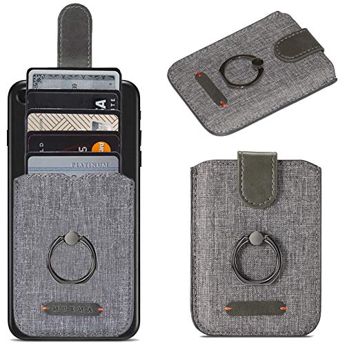 Card Holder for Back of Phone, RFID 5 Pull Phone Wallet, Gray - color: Gray