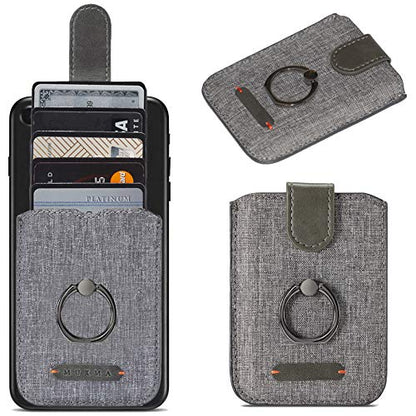 Card Holder for Back of Phone, RFID 5 Pull Phone Wallet, Gray - color: Gray