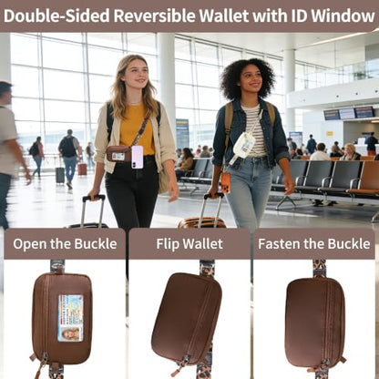 Clip and Go Strap for Phone with Wallet Crossbody Lanyard (Black Blown) - color: Black Blown