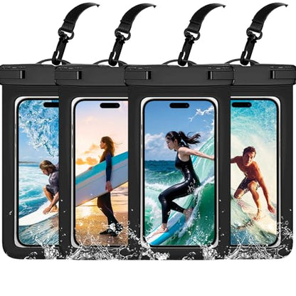 Waterproof Case Compatible with iPhone 14 Pro Max/13/12/11/XR/X/SE/8/7, Galaxy S22/S21 Google up to 7.5" IPX8 Dry Bag Vacation Essentials (Balck-4) - color: Balck-4