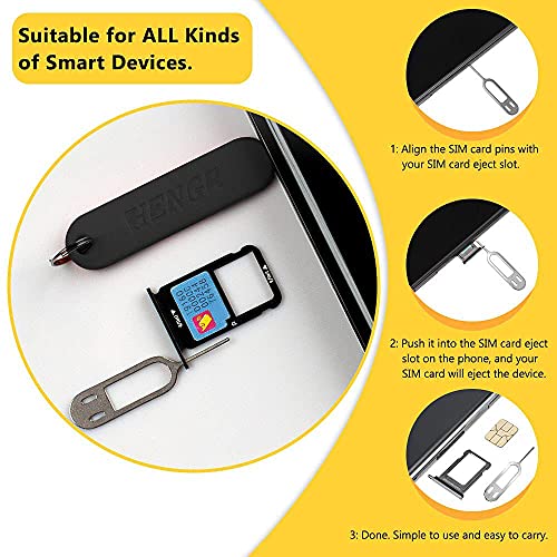6Pcs SIM Card Removal Tool-Sim Card Tray Pin Eject Removal Tool Needle Opener Ejector,with Removable Key Chain,Black