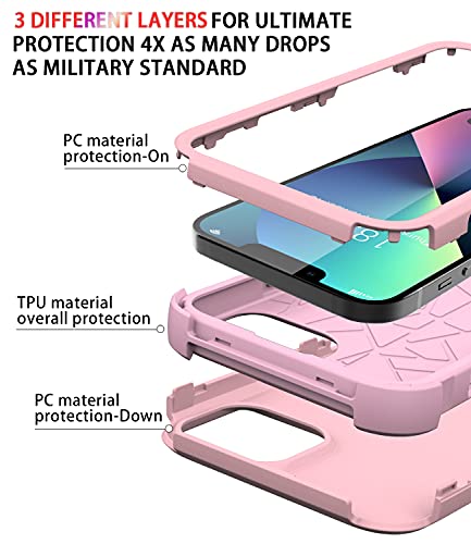 Diverbox for iPhone 13 Case [Shockproof] [Dropproof] [Dust-Proof],Heavy Duty Protection Phone Case Cover for Apple iPhone 13 (Pink) - color: 13-Pink