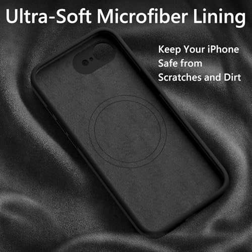FireNova Magnetic for iPhone 17e Case/iPhone 16e Case, Compatible with MagSafe, [Silicone Camera Protection] Microfiber Lining Phone Case, 6.1", Black - color: Black, size: Iphone 17e/Iphone 16e