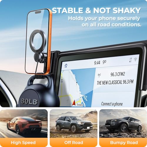 Car Phone Holder for GMC Yukon/Yukon XL 2026 2025 with 16.8-Inch Screen, 360° Rotation Magnetic Cell Phone Mount, Compatible with Magsafe, Does Not Affect Air Vent, Black - size: Fit for 2025-2026 Yukon/Yukon XL, 16.8-Inch