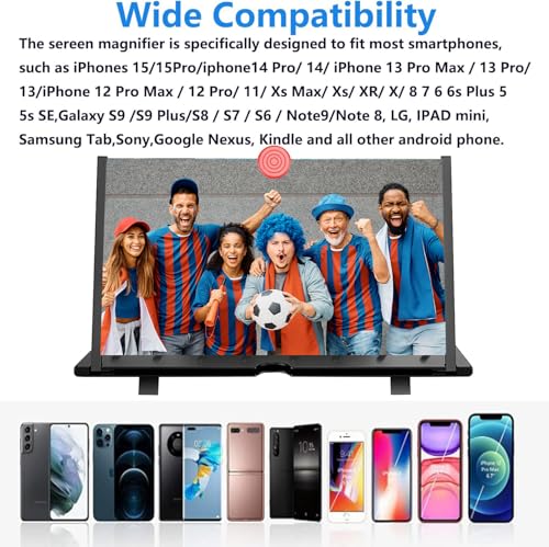 20 inch Screen Magnifier for Cell Phone – 3D HD Magnifing Screen Enlarger Projector for Movies Videos and Gaming – Foldable Phone Stand Holder with Screen Amplifier–Supports All Smartphones (Red-20‘’) - size: Red-20‘’