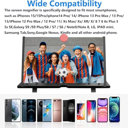 20 inch Screen Magnifier for Cell Phone – 3D HD Magnifing Screen Enlarger Projector for Movies Videos and Gaming – Foldable Phone Stand Holder with Screen Amplifier–Supports All Smartphones (Red-20‘’) - size: Red-20‘’