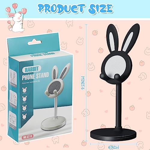 Kathfly 2 Pack Cute Phone Stand for Desk, Black and Milky White, Rabbit - color: Black and White, style: Rabbit