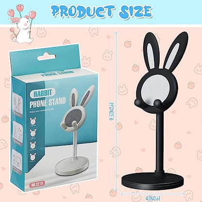 Kathfly 2 Pack Cute Phone Stand for Desk, Black and Milky White, Rabbit - color: Black and White, style: Rabbit