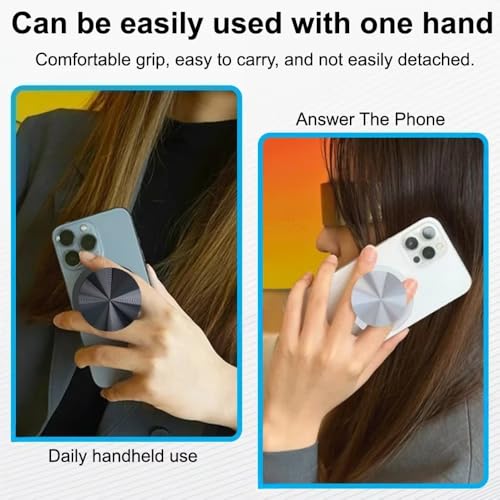 Magnetic Foldable Phone Grip Holder for Samsung Mount Socket Pocket for Magsafe iPhone 17 16 15 14 N52 Magnet Ring Finger Expanding Stand (Black Silvery)