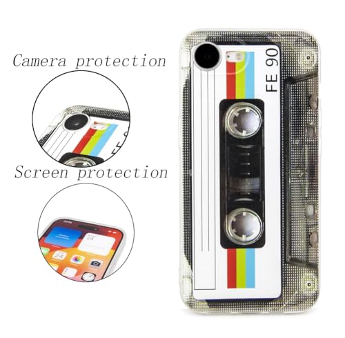 FAteamll Case for iPhone 16e Matte Finish Heavy Duty Soft Back Cover with Reinforced Corners TPU Soft Bumper Retro Cassette Tape Case Compatible with iPhone 16e