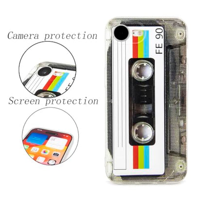 FAteamll Case for iPhone 16e Matte Finish Heavy Duty Soft Back Cover with Reinforced Corners TPU Soft Bumper Retro Cassette Tape Case Compatible with iPhone 16e