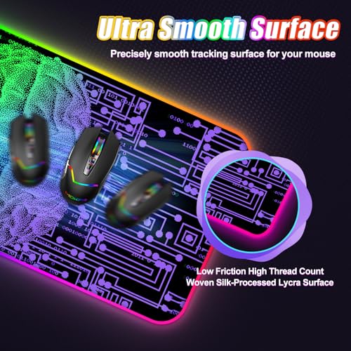 ToLuLu Wireless Charging RGB Gaming Mouse Pad, 15W LED Mouse Mat with 30W Charger, 14 Light Modes Large Mousepad Wrist Support, Non-Slip Rubber Base Desk Mat Computer Keyboard Pad, Right Left Brain - color: Right Left Brain