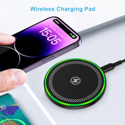 Samsung S25 Wireless Charger Fast Charging Pad Wireless Phone Charger for Android Samsung Galaxy S25 Ultra Edge S24 S23 S22, Cargador Inalámbrico para for iPhone 17 Pro Max Air 17 16 15