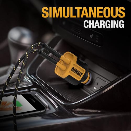 DEWALT Heavy Duty USB Car Charger Adapter, 24W, Cigarette Lighter Adapter - size: 2-Ports-USB A