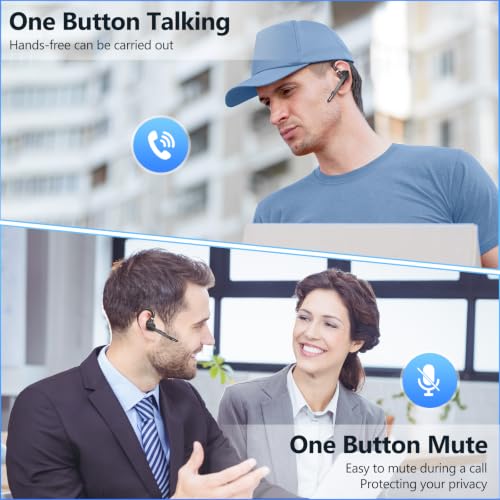 Bluetooth Headset 72H Work Single-Ear Wireless Earpiece for Cell Phone Call - color: All Black
