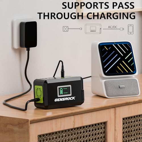 GENSROCK Portable Power Station 120W, Power Bank with AC Outlet 24000mAh - color: Black Green