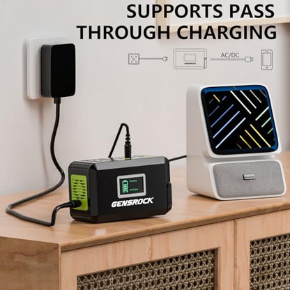 GENSROCK Portable Power Station 120W, Power Bank with AC Outlet 24000mAh - color: Black Green