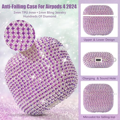 VISOOM Airpods 5 4 Cases iPods 4/5 Cover for Women,Unique Jewelry Design - color: J-Purpl, size: Airpods 4/5(2024/2026)