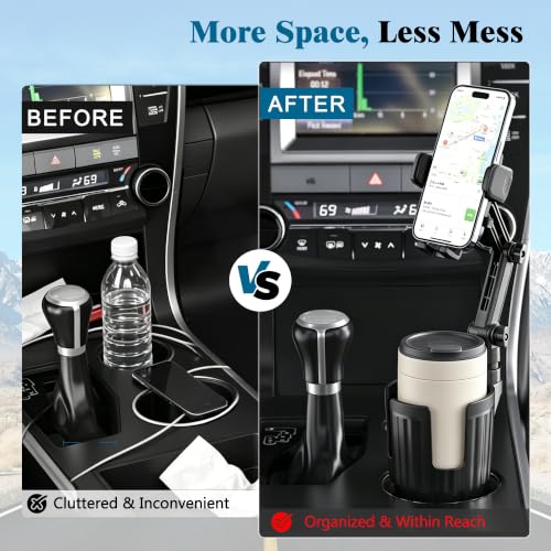 SAGRUILA 2-in-1 Cup Holder Phone Mount, Adjustable Phone Cup Holder for Car