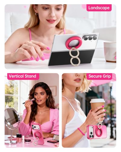 SYNCWIRE Magnetic Phone Ring Holder, for MagSafe Phone Grip Stand Kickstand - color: Berry Crush