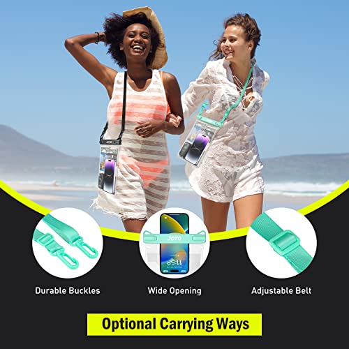 JOTO 2 Pack Large Waterproof Phone Pouch Bag, IPX8 Big Underwater Dry Bag with Lanyard for iPhone 17 Air 16 15 14 Plus Pro Max, Galaxy S24 S23 Ultra, Airpods Cash Credit Card Essentials -Black & Green - color: Blackgreen