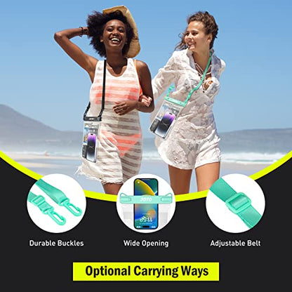JOTO 2 Pack Large Waterproof Phone Pouch Bag, IPX8 Big Underwater Dry Bag with Lanyard for iPhone 17 Air 16 15 14 Plus Pro Max, Galaxy S24 S23 Ultra, Airpods Cash Credit Card Essentials -Black & Green - color: Blackgreen