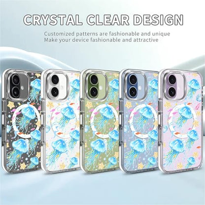 VisEnt Clear Case for iPhone 17, Magnetic Phone Case, Transparent Slim Cover, Military Grade Protection, Shockproof, Anti-Yellowing, Scratch Resistant, Blue Jellyfish Ocean - color: Blue Jellyfish Ocean, size: Iphone 17