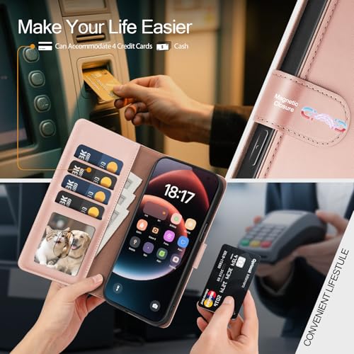 Compatible with Samsung Galaxy S26 Case Wallet with Card Holder [4 Card Slot] Women Men,RFID Blocking PU Leather Phone Case Flip Shockproof Protector Cover Credit Card Slot Kickstand,Rose Gold - color: Rose Gold, size: Samsung Galaxy S26 - 6.3"
