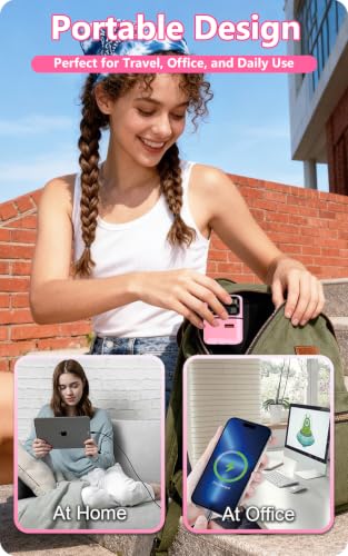 4-in-1 GaN 35W Retractable Wall Charger for iPhone, iPad, Samsung, Pink - color: Pink