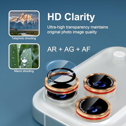 Compatible with iPhone 17 Pro Max/17 Pro Camera Lens Protector - color: Gold + Red