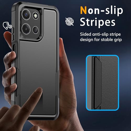 Vinve for Moto G Power 2025 Case with HD Screen Protector, Military-Grade Shockproof & Dual-Layer Protection, Anti-Slip Grip Design Phone Case, Black - color: Black