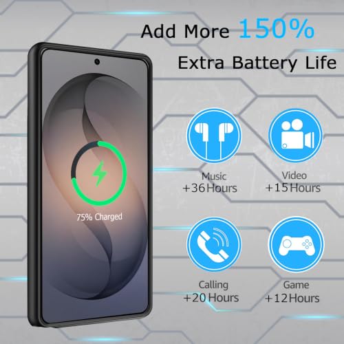 Battery Case for Galaxy S26 Ultra,Upgraded 12000mAh Rechargeable Portable Extended Battery Pack Supported Qi Wireless Charging Case Compatible with Galaxy S26 Ultra(6.9 inches) Charging Case-Black - size: Galaxy S26 Ultra