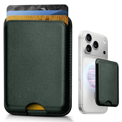 Stronger Magnetic Wallet for iPhone 17/16/15/14/13/12 Series, Slim Leather Magnetic Card Holder with RFID Blocking, N52 Magnet Phone Wallet, Fit 3 Cards, Dark Green - color: Dark Green