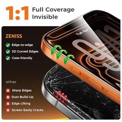 NeverBreak 9H+ Hardness for iPhone 17 Pro Max Privacy Screen Protector 12FT Military Grade Protection (Scratch, Shatter, Drop Resistance) Tempered Glass Full Coverage 6.9", 2 Pack with De-Bubble Card - size: iPhone 17 Pro Max