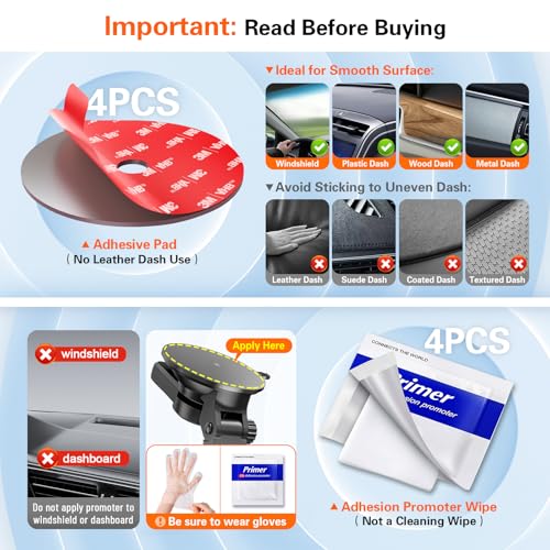 Adhesive Sticky for Car Phone Mount: 4Pcs 75mm Heat Resistant Center Hole