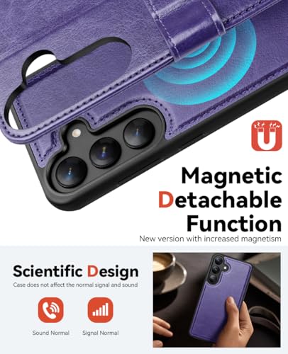 OCASE for Samsung Galaxy S25+ Plus Detachable Wallet Case, Purple | 2-in-1, Card Holder, RFID Blocking, Stand, Wrist Strap, Shockproof, Wireless Charging, Magnetic, PU Leather Flip Phone Cover - color: Purple, size: Samsung Galaxy S25 Plus