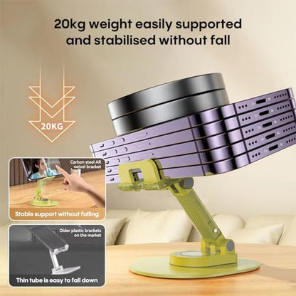 Foldable Desktop Phone Holder, Phone Holder on Desk Compatible with iPhone15, 14, 13 Pro Max Mini, Suitable for 3.5-12.9 inch Phones and Tablet Computer. (Yellow) - color: Yellow