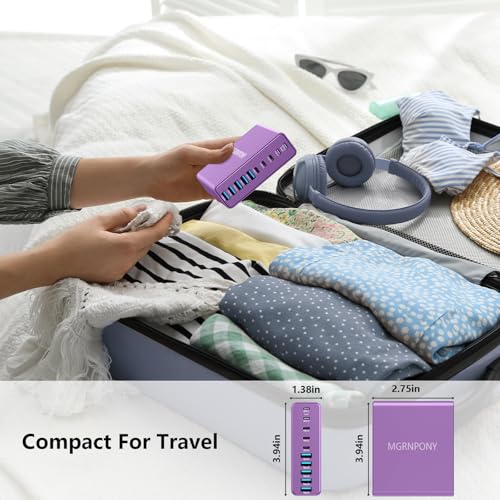 320W USB C Charger Block, MGRNPONY 10-Port GaN USB C Charging Station - color: Purple