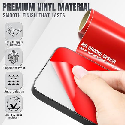 2Pcs Skin Wrap Compatible for iPhone 15 Pro – Slim Decal Vinyl Protective Film for Sides & Back – Sleek Fit, Premium Look – Compatible with All iPhone 15 Pro Cases - Red - color: Red